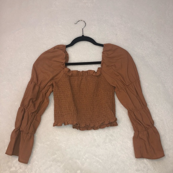 SHEIN Tops - SHEIN burnt orange ruffle shirt